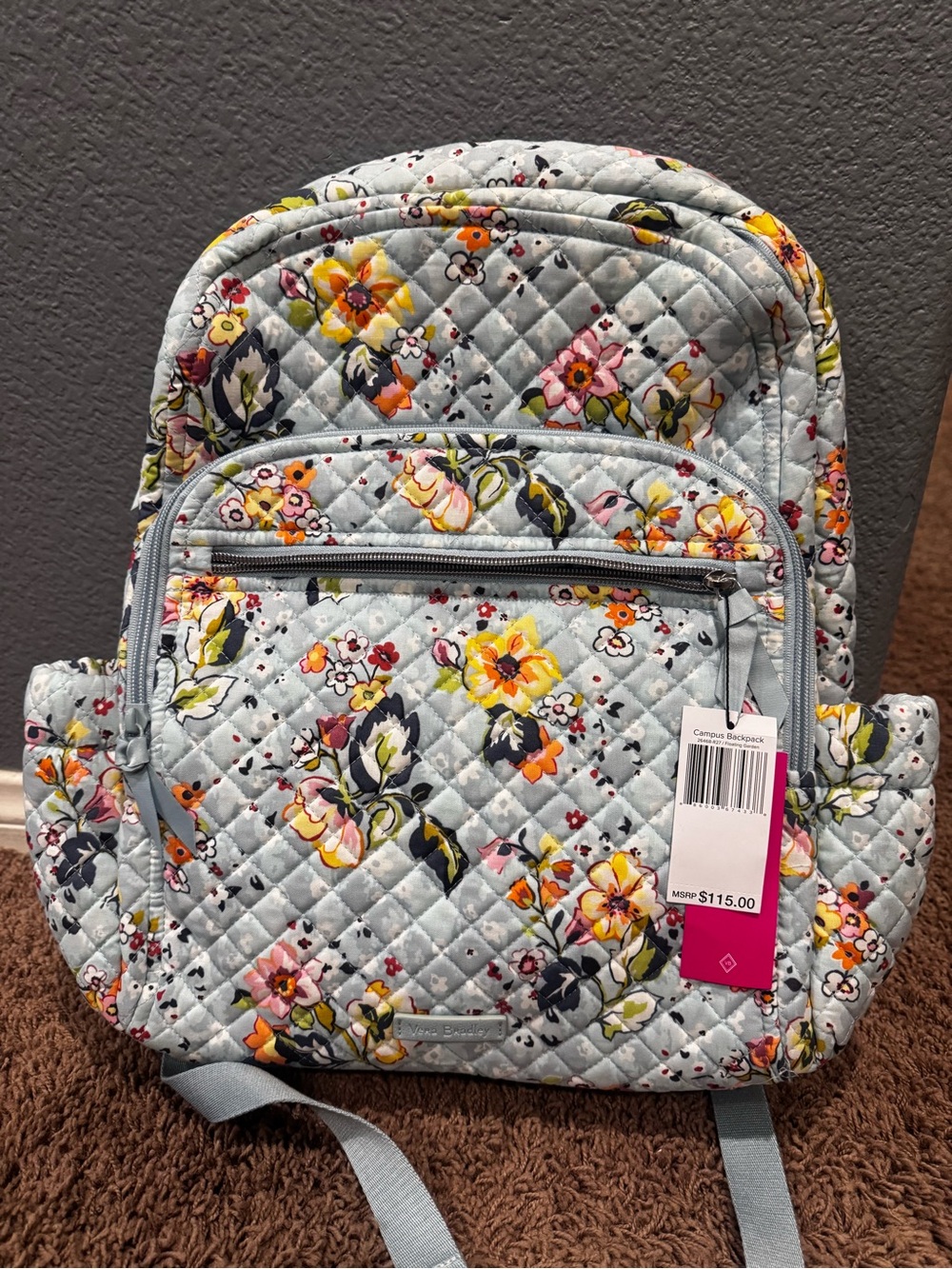 Vera Bradley Light Blue Floral Quilted Backpack